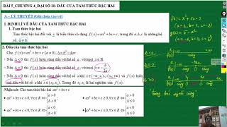 Hướng dẫn học bài Dấu của tam thức bậc 2 (Lớp 10A7)