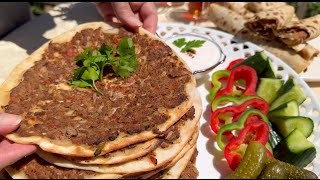 Best Meat Pastry (Lahmacun) In a Pan Without Yeast اطيب وصفه لحم بعجين (صفيحه اللحم ) بدون خميرة