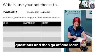 Gain some 'ink'sights. Writers: use notebooks to evaluate your skills with the KWL method.