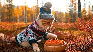Cat Adventure✦ Finland🇫🇮 Mushroom Forest & Helsinki Cafe☕🍄 Travel with Music Video