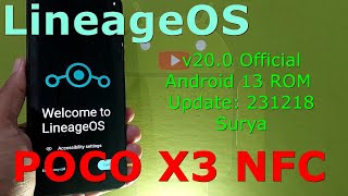 LineageOS v20.0 Official for Poco X3 Android 13 ROM Update: 231218