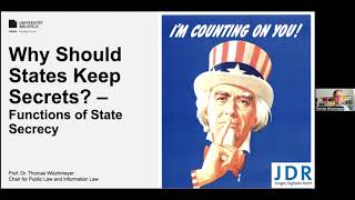 Prof. Dr. Wischmeyer - Functions of State Secrecy