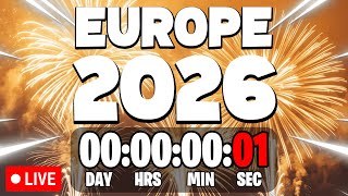 EUROPE NEW YEARS 2026 COUNTDOWN LIVE🔴 24/7 - CET Time zone New Year Countdown!