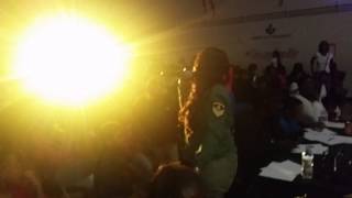 Frankie Robinson speaks at Major Adams Talent Show