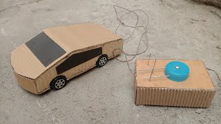 How to make Tesla cybertruck car 🚗 use cardboard//DC motor mini rc car making