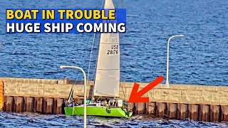 ⚓️ Sailboat Hits Wall as Huge Ship Nears Duluth Canal