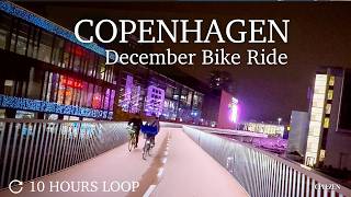 🚲 Copenhagen December Bike Ride | 10 Hours Loop | Nordic Christmas Holiday Ambience POV ASMR 4K