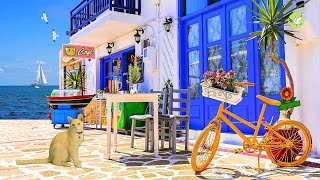 Greece Seaside Café Ambience – Jazz Piano Music With Ocean Wave Sounds – Mediterranean Sea - Seagull