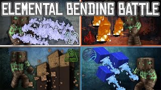 Minecraft - FIRE vs. WATER vs. EARTH vs. AIR | Elemental Bending Battle [4 Commands]