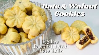 Date & Walnut Cookies | Eggless Deconstructed Date Roll | Date Stuffed Cookies | Christmas Cookies