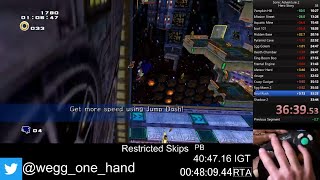 【SA2B】HERO story (Restricted Skips) in 39:50.40(51:51.80 RTA) by one hand