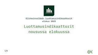 Luottamusindikaattorivideo, elokuu 2025