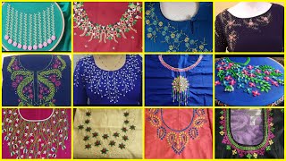30 latest boatneck hand embroidery designs for dresses / shirts / kurti #embroidered #diyembroidery