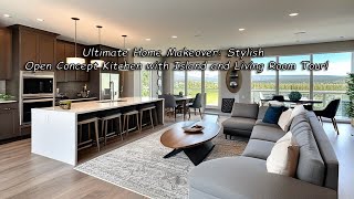 "Ultimate Home Makeover: Stylish Open Concept Kitchen with Island and Living Room Tour! 🏡✨"