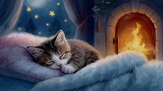 Fast Sleep Lullaby | Baby Sleep Music with Cat Purring & Fireplace Crackle 💤 ✨