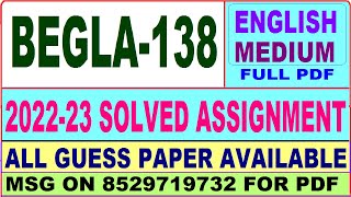 begla 138 solved assignment 2022-23 in English / begla 138 solved assignment / ignou bag begla 138