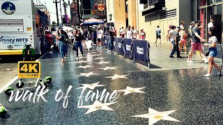 Hollywood Walk of Fame  in 4K Los Angeles, California USA || Walking Tour ||CAMERA WALK
