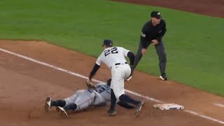 On back to back plays one umpire wasn't looking at the play one was looking directly at it!! 