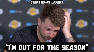 Luka Doncic CONFIRMS he is OUT FOR THE SEASON after injury - Post Game Interview - 76ers vs Lakers