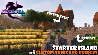 Episode #5  - Dragonfell SMP Building Custom Trees, Bridges and the Food Barn