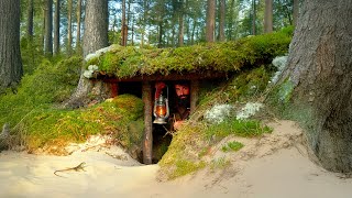 Building secret and cozy shelter in the Dunes | Cooking Seafood
