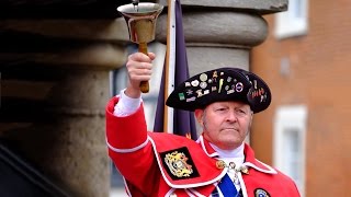Millbrook Town Crier Clive O'Shaughnessy competing at the 2016 Royal Wootton Bassett competition