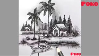 How to Draw || 🌞 sunset drawing 🌞@artwithLavanyasoni  @drawingwithpoko