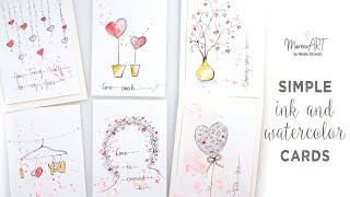 Make Custom Valentine Cards Easy Ink and Watercolor Technique