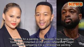 Chrissy Teigen, John Legend gifted giant photo of Dwyane Wade’s courtside crash at NBA game