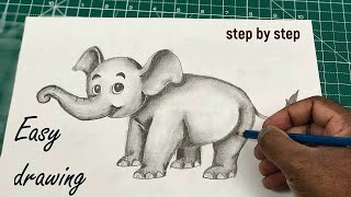 elephant drawing - elephant drawing easy - elephant drawing simple - pencil drawing - diyas funplay