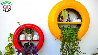 पुराने टायर से बनाया ये ख़ुसूरत सेल्फ|| Easy Shelf Making Idea //DIY//Tyer Shelf Planter