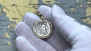 Zeus Ancient Greek Coin in Gold Necklace