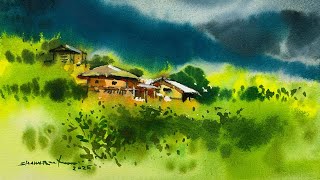 How to paint watercolour | watercolor landscape demo for beginners