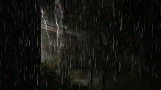 very cold rainy night and enjoy the atmosphere of falling water