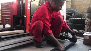 Heli 1.5 Ton Semi Electric Stacker with adjustable wide leg
