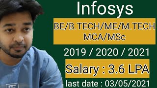 Infosys recruitment 2021 | Freshers 2019 - 2021 passouts| 3.6 LPA