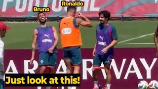 Bruno Fernandes DOES THIS to Ronaldo amid conflict rumors in training ahead of Uzbekistan