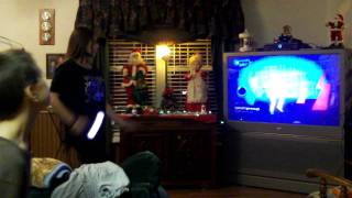 Samantha dancing to PS3 game
