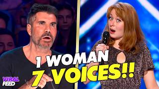 1 Woman Sings in 7 DIFFERENT Voices on AGT! (Celine Dion, Ariana Grande, Stevie Nicks & MORE!)
