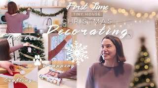 First Time! Christmas Decorating my Tiny House with Pet Tree and More!