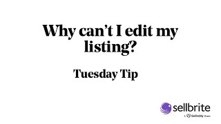 Tuesday Tip: Why Can't I Edit My Listings?
