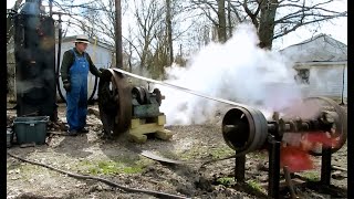 1890-1900 Atlas Automatic Steam Engine Part 6 Load Test with Baker Fan