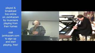 Jazz played by keys & sax, performed & broadcast live on JamKazam, with musicians playing from homes