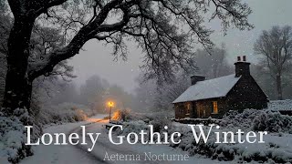 Lonely Gothic Cottage in the Winter Fog | Dark Academia Piano & Violin | Snowy Night Ambience