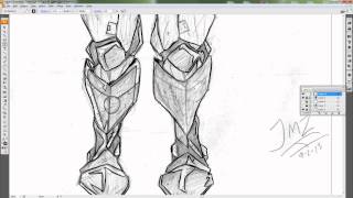 concept design - alien suit first concept design being inked