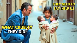 Millionaire Freezes When He Sees A Homeless Girl Looking After Two Babies – Would You Like One, Sir?