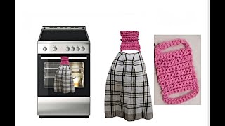 CROCHET a NO-SLIP DISH TOWEL HOLDER for the oven door,  crochet for the home-kitchen