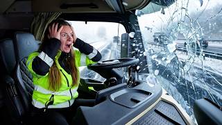 Ice Hits My Truck! 🧊💥 Heading home... Lady Trucker Routine  🚛💨🤷‍♀️