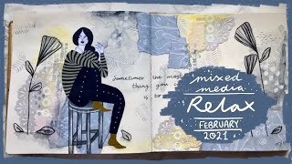 Relax ~ Mixed Media Art Journal Page ~ 14.3.2021