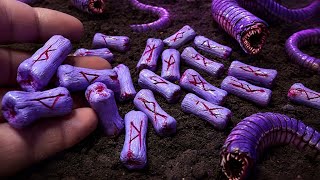 Worms with Teeth, D&D Themed Purple Worm Futhark Rune Set - John Byerly